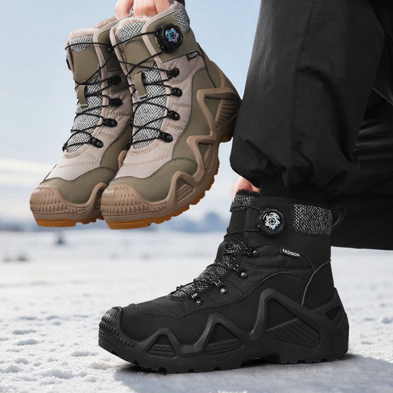 Men'S Shoes Professional - Winter High-Top Schnee Fleece Warm Drehknopf