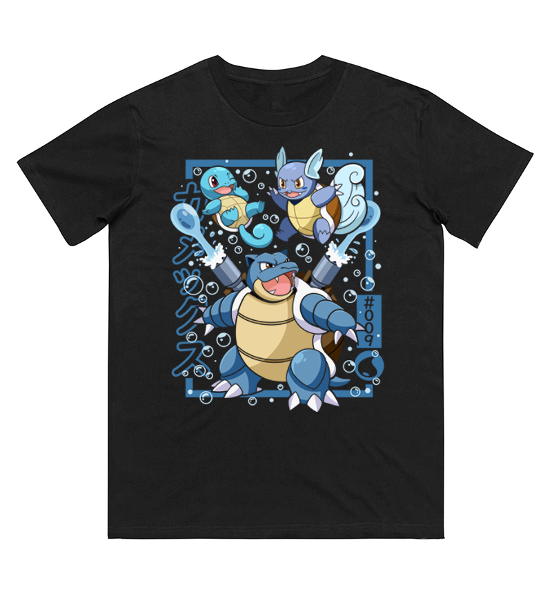 Men Shoes Japan - Pokémon Squirtle Evolution bedrucktes T-Shirt aus