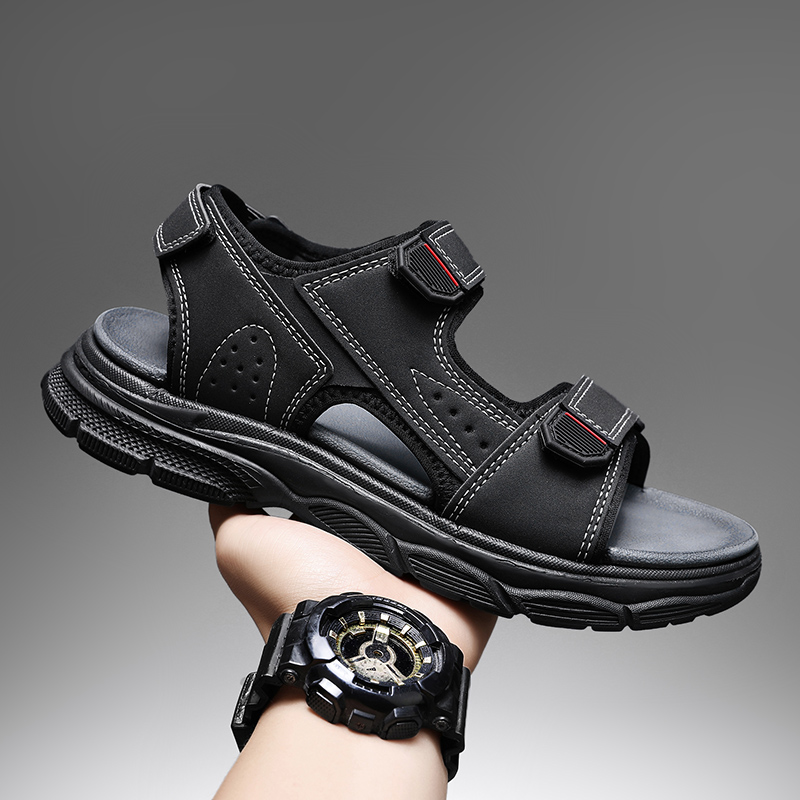 Men Shoes Velcro - Herren-Outdoor-Sandalen mit Verstellbaren Klettverschlüssen, Gepolsterte Dicke