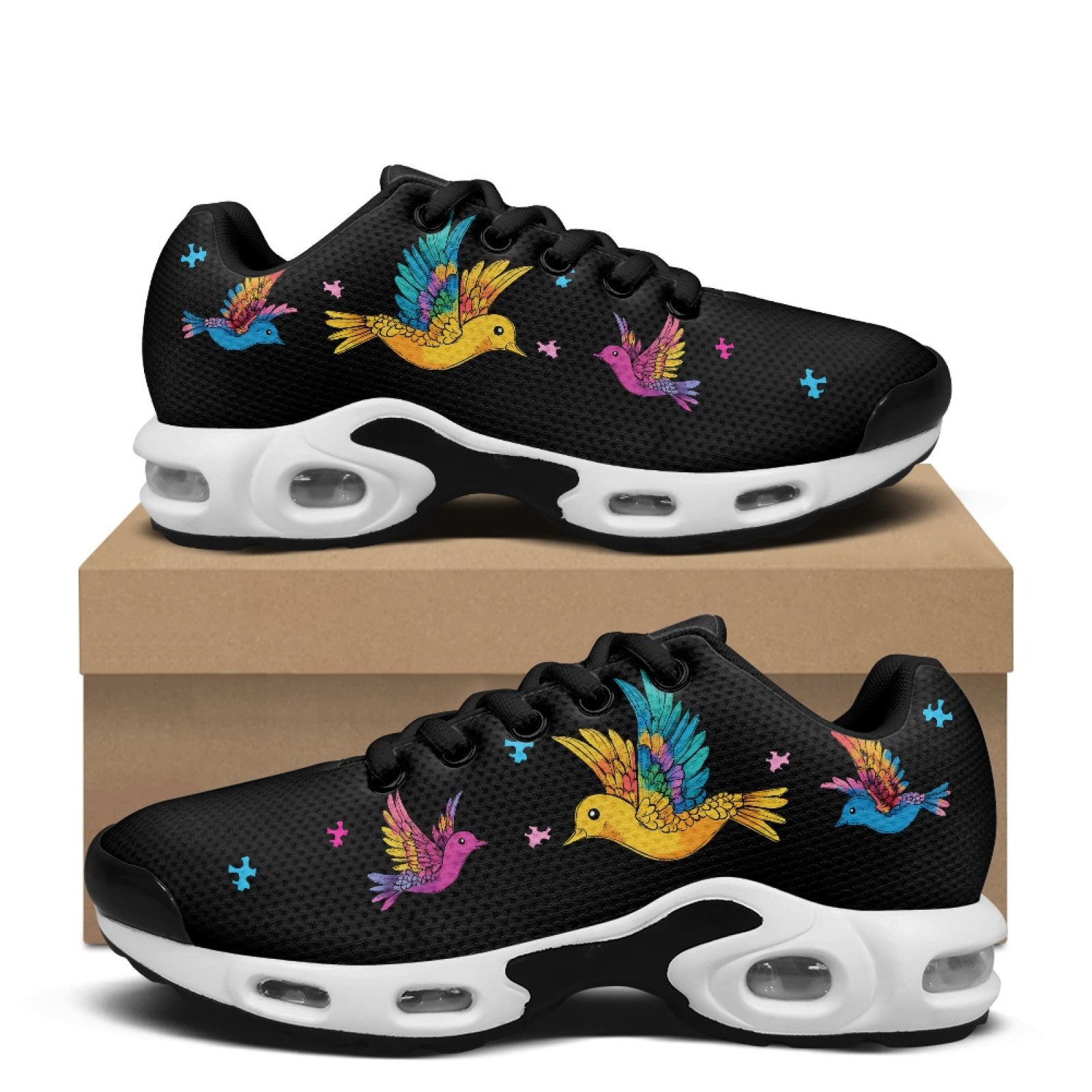 Men Shoes Quotes - PENSTROLL Bunte Vögel Zitat Komfort-Luftkissen-Sneaker für