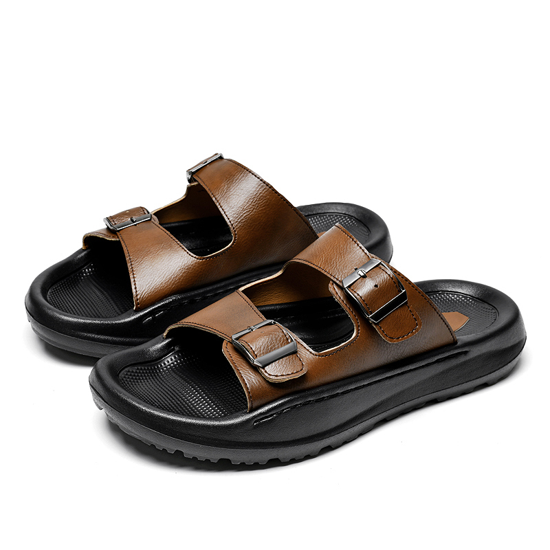 Herren-Slip-On-Sandalen, Leder – Men Shoes Velcro Bewertung und Preis