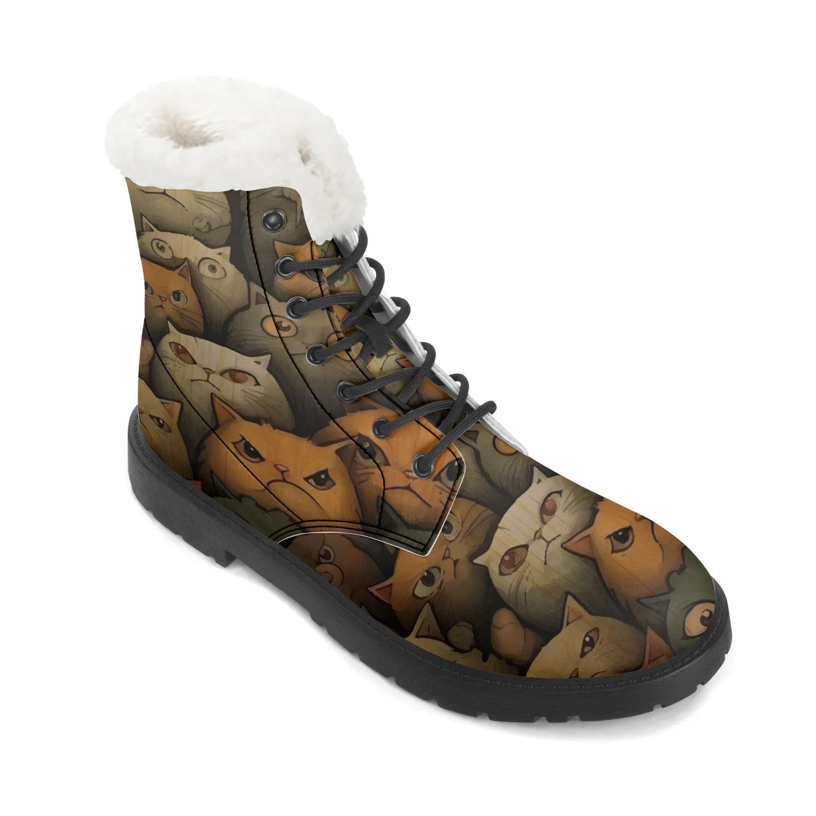 Niedliche Katzen-Print Plüsch- – Men Shoes Eu To Us Bewertung und Preis