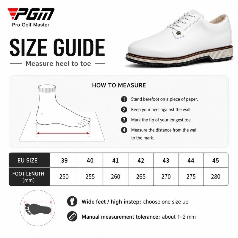 PGM Herren-Golfschuhe aus Rind – Men Shoes Eu To Us Bewertung und Preis